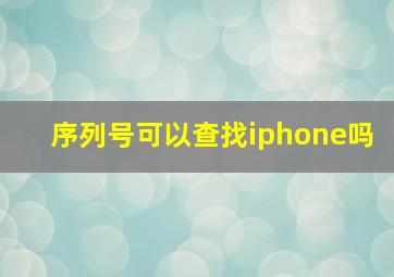 序列号可以查找iphone吗