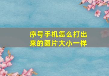 序号手机怎么打出来的图片大小一样