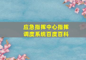 应急指挥中心指挥调度系统百度百科