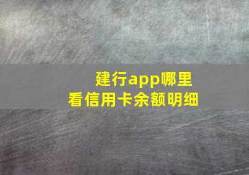 建行app哪里看信用卡余额明细