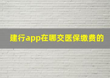 建行app在哪交医保缴费的