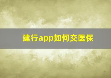 建行app如何交医保