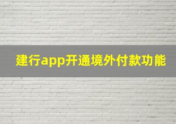 建行app开通境外付款功能