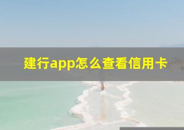 建行app怎么查看信用卡