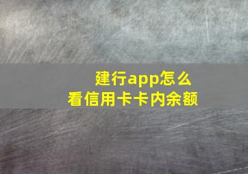 建行app怎么看信用卡卡内余额