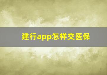 建行app怎样交医保