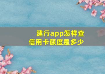 建行app怎样查信用卡额度是多少