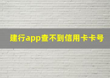 建行app查不到信用卡卡号