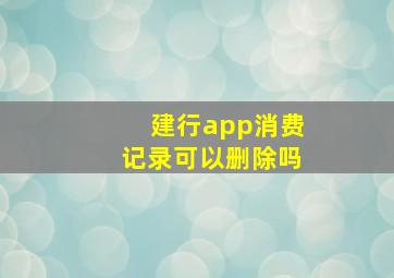 建行app消费记录可以删除吗