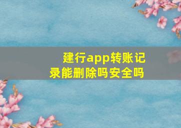 建行app转账记录能删除吗安全吗