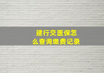 建行交医保怎么查询缴费记录