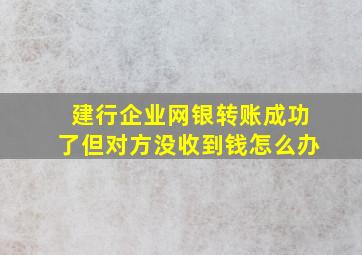 建行企业网银转账成功了但对方没收到钱怎么办