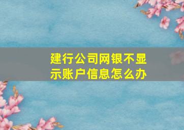 建行公司网银不显示账户信息怎么办