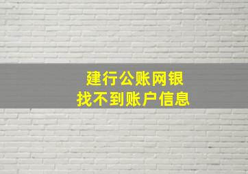 建行公账网银找不到账户信息