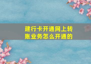 建行卡开通网上转账业务怎么开通的