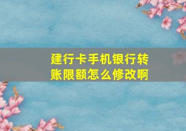 建行卡手机银行转账限额怎么修改啊