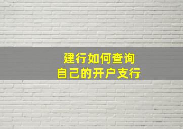 建行如何查询自己的开户支行