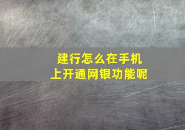 建行怎么在手机上开通网银功能呢