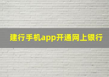 建行手机app开通网上银行