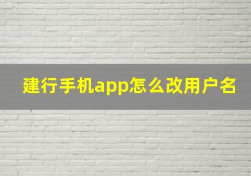 建行手机app怎么改用户名