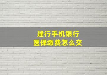 建行手机银行医保缴费怎么交