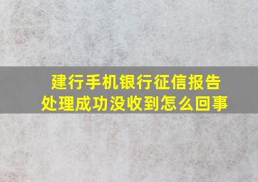 建行手机银行征信报告处理成功没收到怎么回事