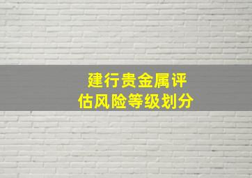 建行贵金属评估风险等级划分