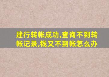 建行转帐成功,查询不到转帐记录,钱又不到帐怎么办