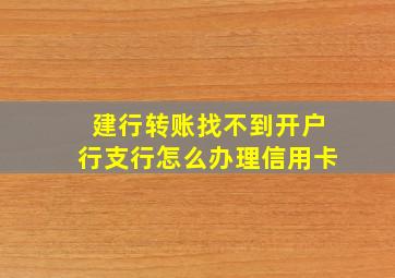 建行转账找不到开户行支行怎么办理信用卡