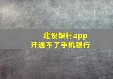 建设银行app开通不了手机银行