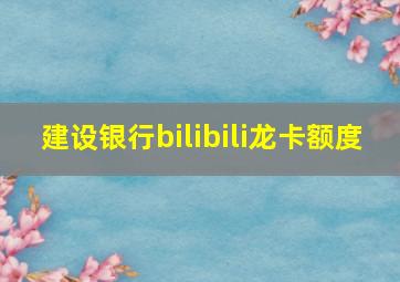 建设银行bilibili龙卡额度