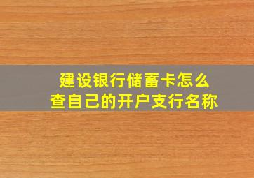 建设银行储蓄卡怎么查自己的开户支行名称