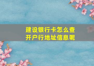 建设银行卡怎么查开户行地址信息呢