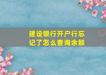 建设银行开户行忘记了怎么查询余额