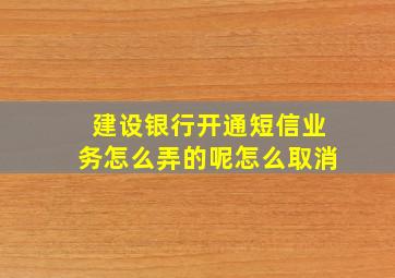 建设银行开通短信业务怎么弄的呢怎么取消