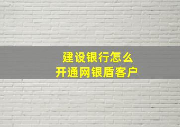 建设银行怎么开通网银盾客户