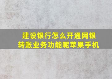 建设银行怎么开通网银转账业务功能呢苹果手机