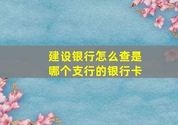 建设银行怎么查是哪个支行的银行卡