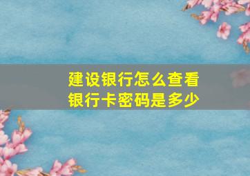 建设银行怎么查看银行卡密码是多少