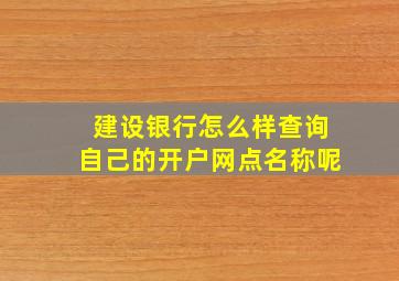 建设银行怎么样查询自己的开户网点名称呢