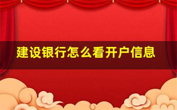 建设银行怎么看开户信息