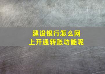 建设银行怎么网上开通转账功能呢