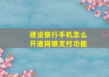 建设银行手机怎么开通网银支付功能