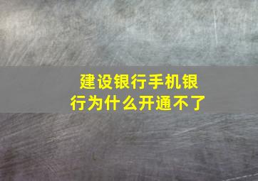 建设银行手机银行为什么开通不了