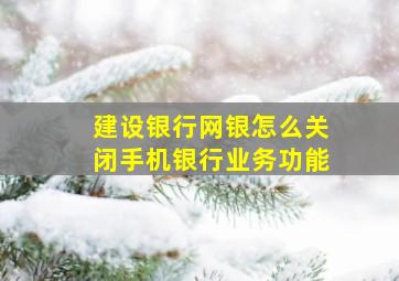 建设银行网银怎么关闭手机银行业务功能