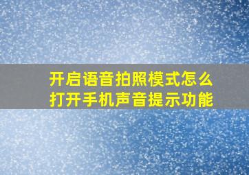 开启语音拍照模式怎么打开手机声音提示功能