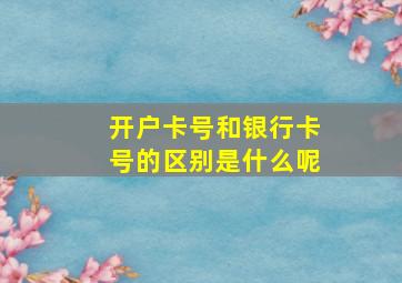 开户卡号和银行卡号的区别是什么呢