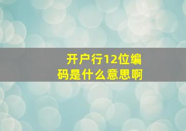 开户行12位编码是什么意思啊