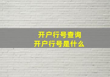 开户行号查询开户行号是什么