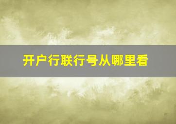 开户行联行号从哪里看